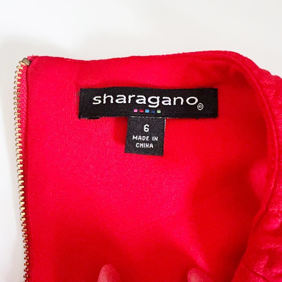 Sharagano Red Subtle Chevron Boat Neck Sleeveless Dress Women's Size 6 - Picture 5 of 8